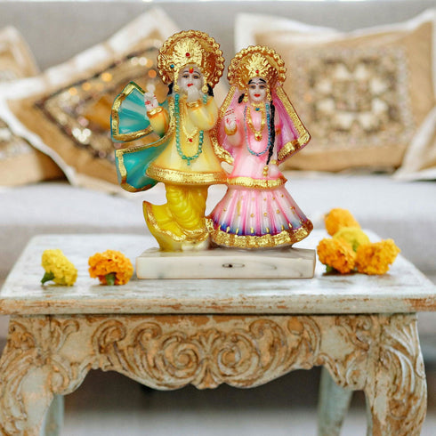 Multicolored Marble Radha Krishna - The Earth Store - God Statue